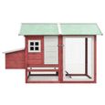 690478 - Design Furniture | Poulailler Enclos Clapier - Cage extérieure pour poulets Rouge 170x81x110 cm Bois de pin massif et sapin-3