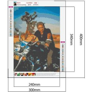 YSCOLOR Diamond Painting 5D Johnny Hallyday – Quadro Fai Da Te Rotondo 30x40 Cm, Kit Completo Con Tela E Diamanti