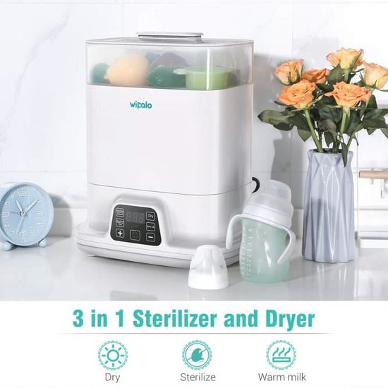 Chauffe-biberon st/érilisate sans BPA St/érilisateurs /électriques St/érilisateur /électrique /à vapeur aliments pour b/éb/és St/érilisateur de biberon pour biberons St/érilisateur 2-en-1