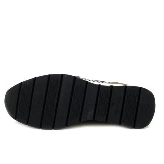 Basket Cuir Tamaris Femme Noir Zebre Talon Compens