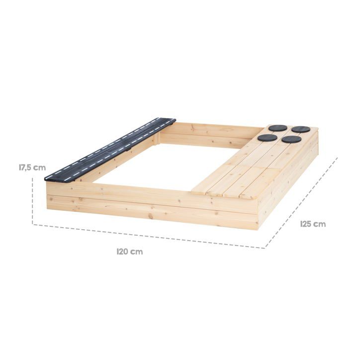 Bac à sable en bois hexagonal avec couvercle 180 cm - Jeux