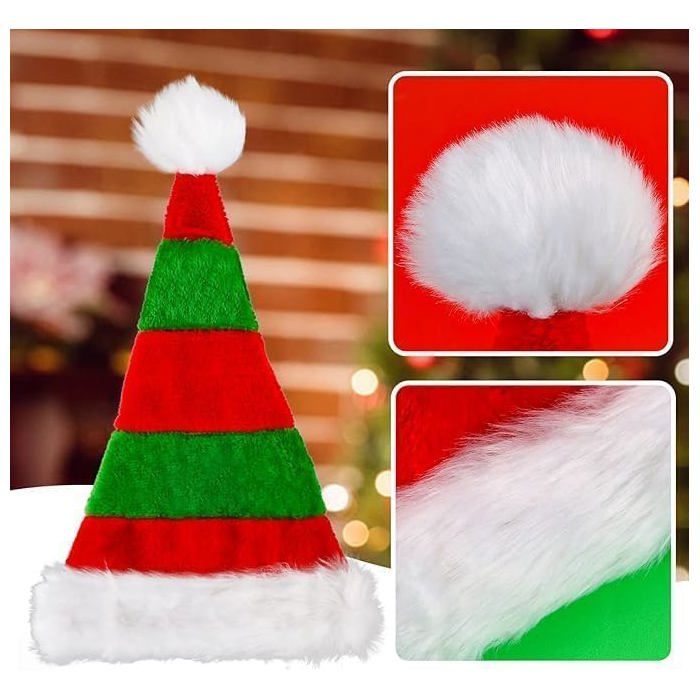 Bonnet De Noël Rouge Et Vert Lutin - Pour Enfants Et Adultes, Accessoire Fête De Noël