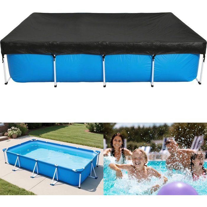 Housse De Bac à Sable Imperméable 150x150x20 Cm - Tissu Oxford Avec Cordon De Serrage - Noir - Protection Pluie Et Poussière