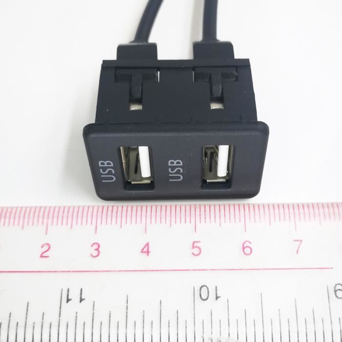 Double Prise USB Pour Tableau De Bord De Voiture - Montage Encastré Ou Sur Support, Câble 1 M