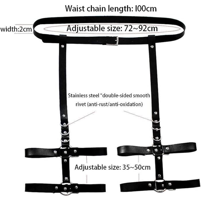 Harnais De Cuisse En Cuir Punk - Ceinture De Taille Avec Chaînes - Accessoire Mode Gothique, Fête