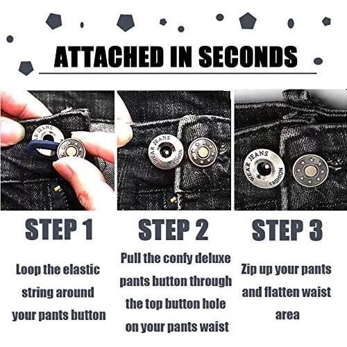 14 Extensions De Boutons Élastiques - Ajusteur De Taille Pantalon/Jeans - Silicone/Métal