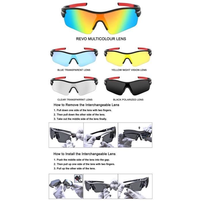 Lunettes de Cyclisme Lunettes de Soleil Polaris es avec 5 Verres
