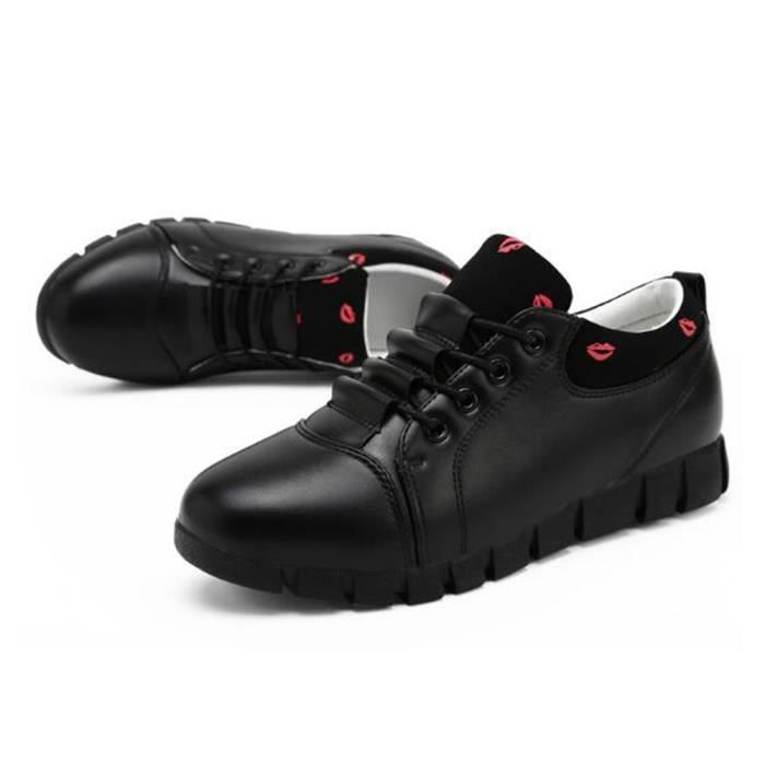 Basket cuir clearance femme noir