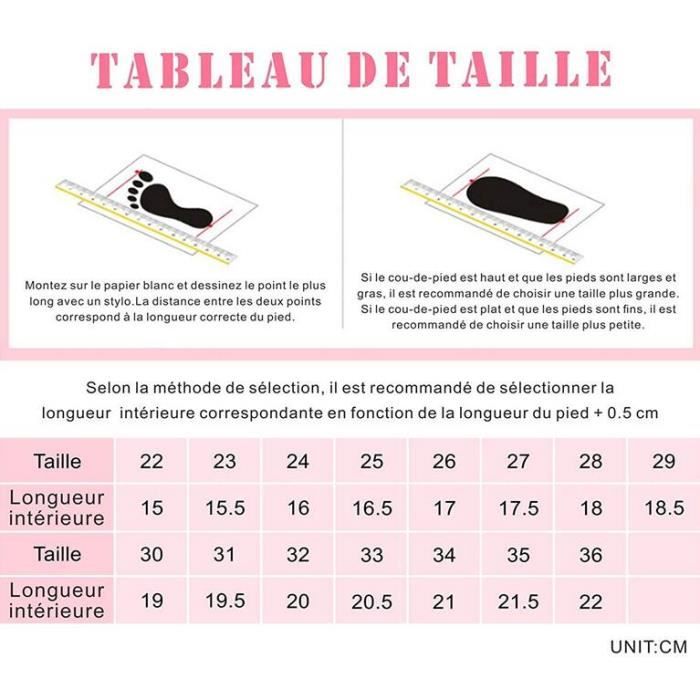 Pointure enfant store en cm