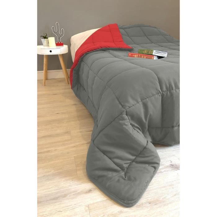 Couette Microfibre 450g/m² - Rouge 140x200cm - Hypoallergénique - Pour Lit 1 Personne