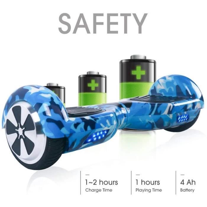 Windgoo Hoverboard 6.5 Pouces Overboard Electrique 500W Auto Equilibrage Tout Terrain Board pour Enfants et Adultes Bleu Armee Cdiscount Auto
