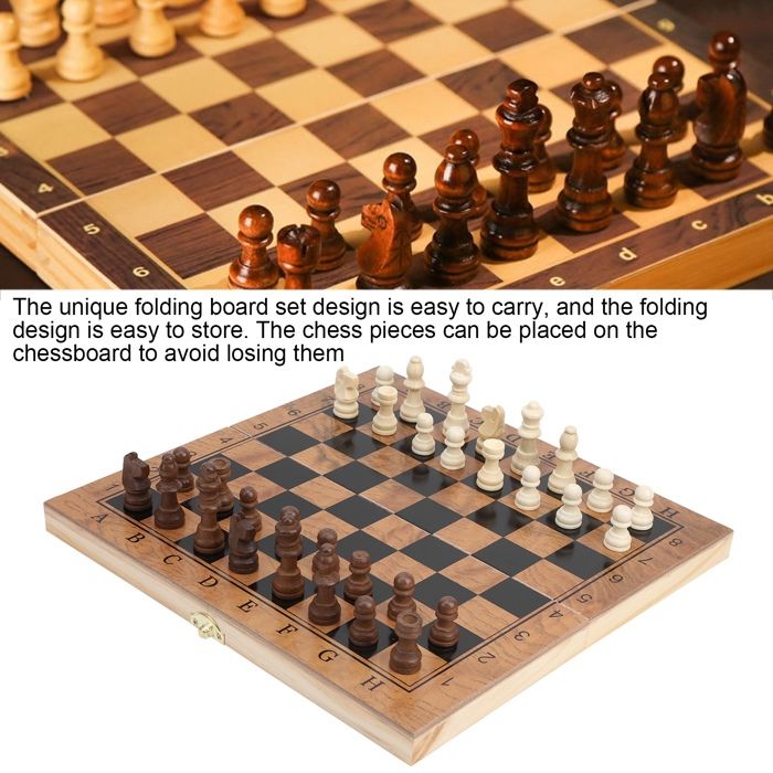 Jeu D'Échecs, 3 En 1 Echiquier En Bois, Pliable Portable Jeux Échecs En Jeu D'Échecs, 3 En 1 Echiquier En Bois, Pliable Portable Jeux Échecs En