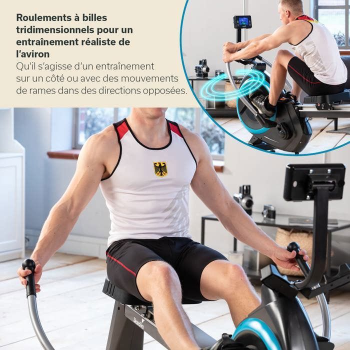 Rameur Pliable Skandika Munin - 16 Niveaux Résistance Magnétique - Compatible Kinomap