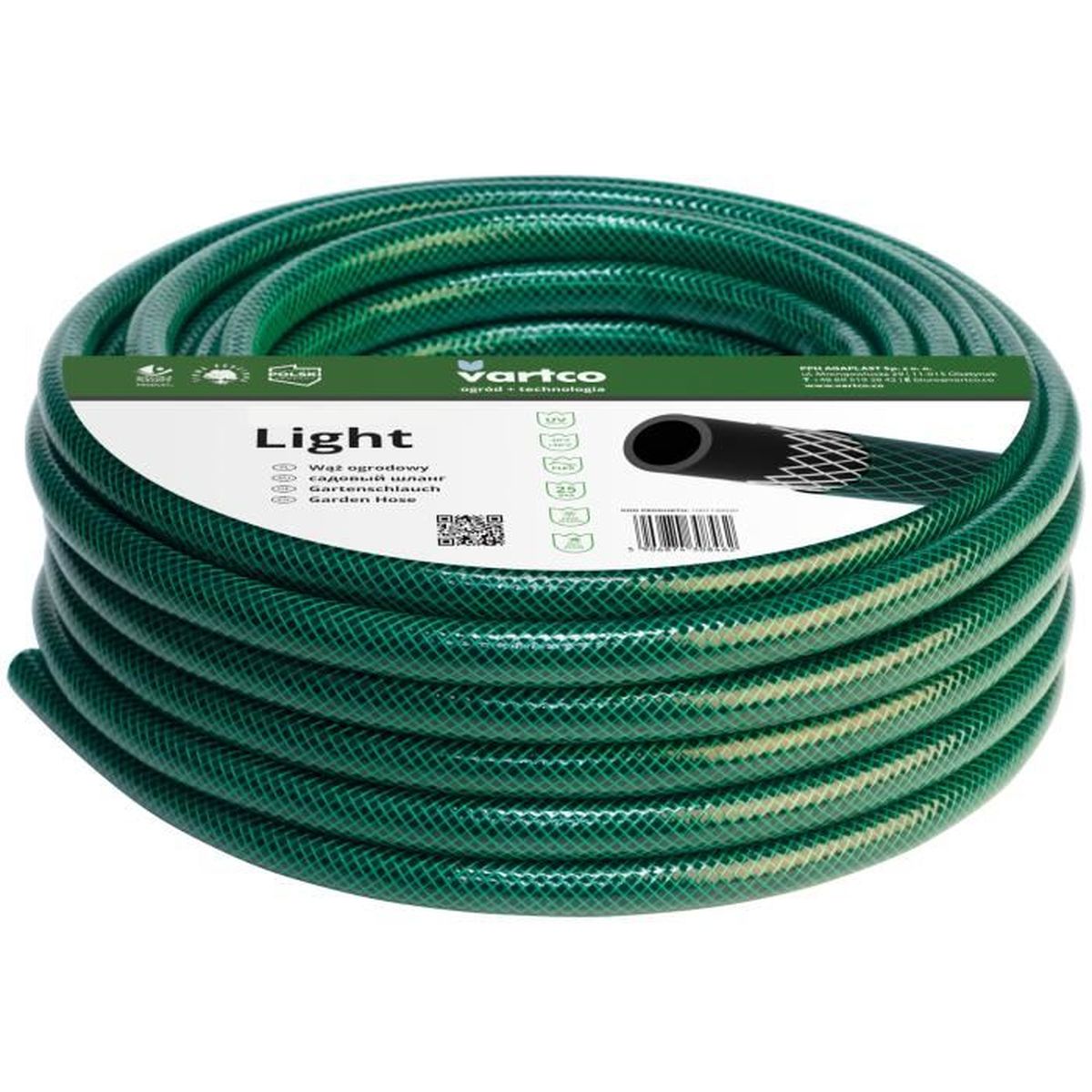 Vartco Professional Plus Tuyau d'eau potable 6 couches anti-torsion Tuyau d'arrosage flexible résistant aux UV 30 bar 1/2 20 m 