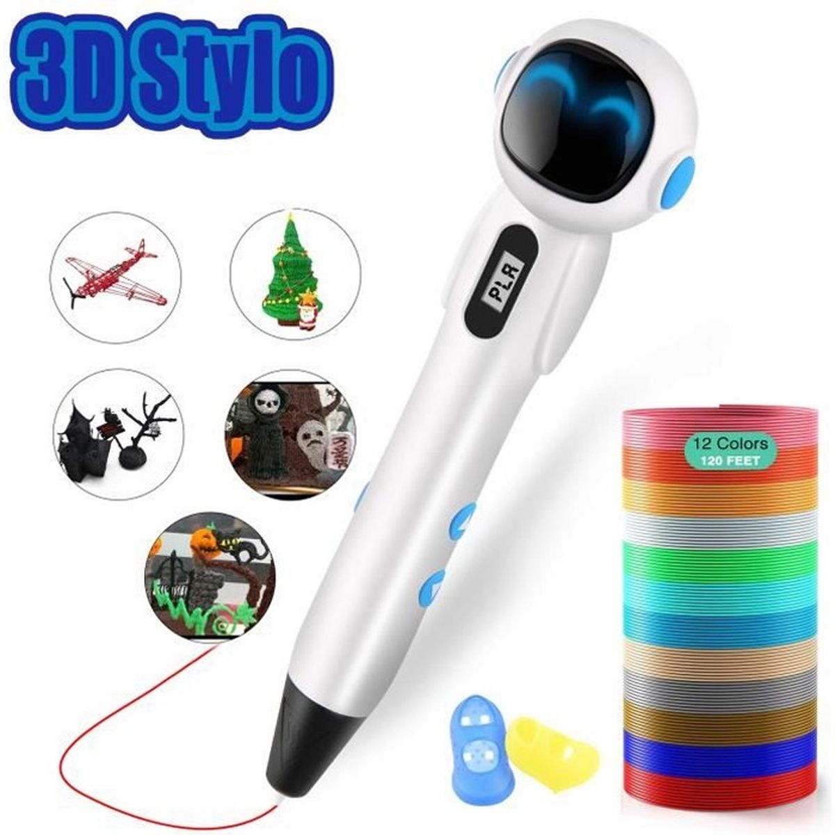 AeeYui Stylo 3D 3D Professionnel Pen avec écran LED Intelligent et Température Réglable/Vitesses Stylo d'Impression 3D Compatible avec Filament PLA/ABS,Cadeau Parfait pour Enfant et Adulte 