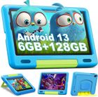 OUZRS Tablette Enfants 8 Pouces Android 13, 6 Go RAM 128 Go ROM, TF 1To, WiFi, Contrôle Parenta l Kids Apps Pré-installé | Kid-Proof Étui