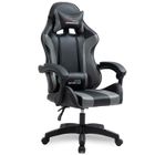 Chaise de bureau Gamer - AMSTRAD - AMS-800-BLACK - Noir & Gris - Coussin lombaire - Accoudoirs réglables