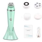 YESCUSTOM Brosse Nettoyante Visage Électrique Rechargeable Étanche avec 4 Têtes 3 Modes Rotatif pour Nettoyage en Profondeur(Vert)