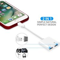iPhone 7 Adaptateur Jack Charger,iPhone 7 écouteur Rechargeur 2 en 1 Aptateur et Splitter, Double Port Lightning Casque Audio Char