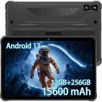 HOTWAV Tab R7 Tablette Robuste Extérieure Batterie 15600mAh Tablette Tactile Étanche 10,1" HD+ 8Go + 128Go 16MP Android 13 - Gris