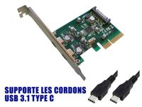 Carte  PCI Express PCIe vers USB 3.1 10GB 2 ports externes type C avec Chipset ASM1142