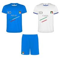 Ensemble foot short avec lot de 2 tee shirt Italie bleu clair et blanc enfant