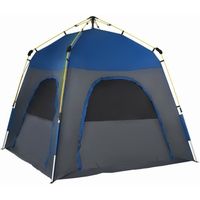 Outsunny Tente de camping familiale 4 personnes tente dôme étanche légère, ventilée facile à monter pop-up 4 fenêtres pare-soleil