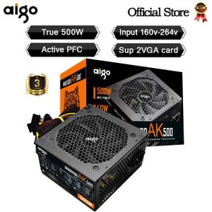 ALIMENTATION INTERNE Aigo-Bloc d'alimentation PC PSU AK 500W,noir,gamin