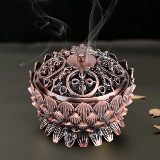 Brûleur D'encens En Forme De Lotus - Métal Cuivre Rouge - 10x10x8 Cm - Neuf Avec Emballage