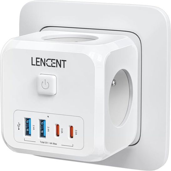 Multiprise Cube USB 3X Prise 3 USB avec Interrupteur pour Bureau et Maison