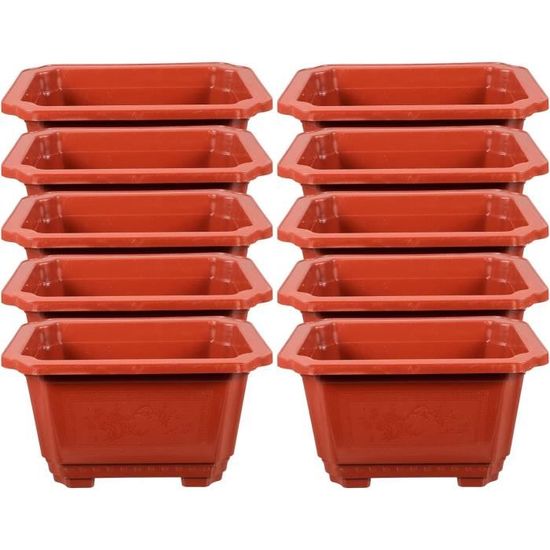 Lot De 12 Jardinières Rectangulaires Avec Trous De Drainage Et Plateaux – 42 X 17 X 15 Cm – Pour Rebord De Fenêtre, Balcon