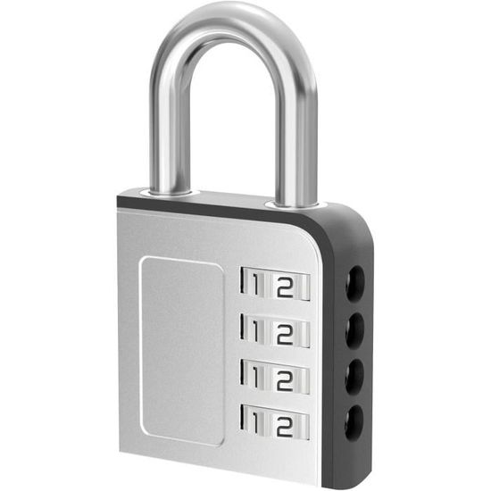 Cadenas Laiton à Code 4 Chiffres Réinitialisable - Antivol Pour Abri, Casier, Vélo Et Valise - Résiste Aux Intempéries