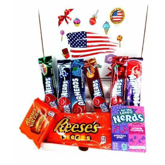PACK DEGUSTATION bonbon americain import snacks etats unis box pas cher  melange confiserie friandises americains bonbons - Cdiscount Au quotidien