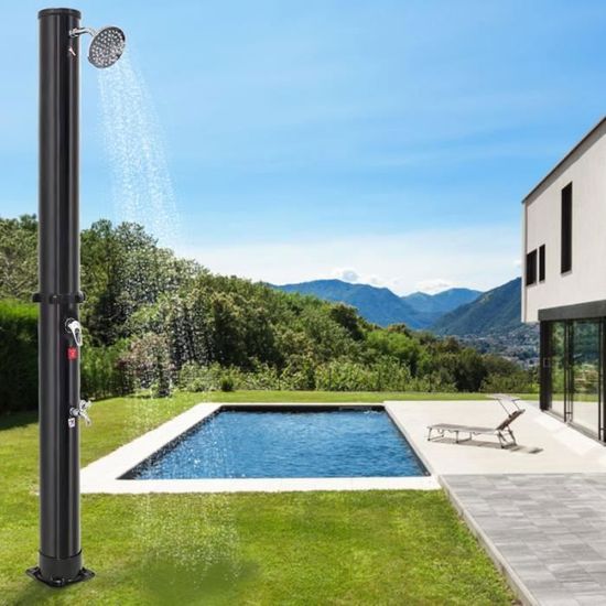Douche Solaire De Jardin 35L APP LIFE - Eau Chaude/Froide Avec Mitigeur Et Pommeau Amovible - Noir