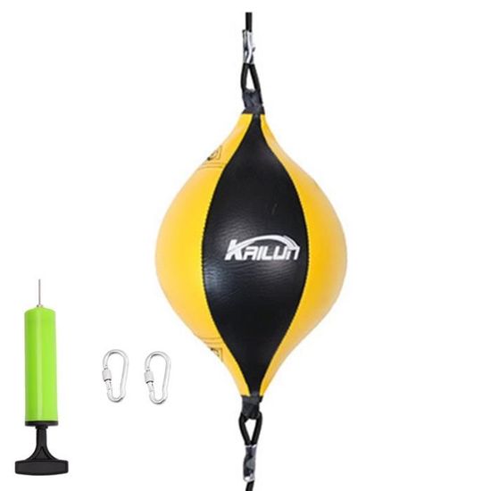 Speedball Boxe MMA Punching-ball Double Extrémité QWORK - Avec Cordes élastiques, Pompe Et Accessoires - Idéal Pour La Boxe, MMA Et L'entraînement Réaction