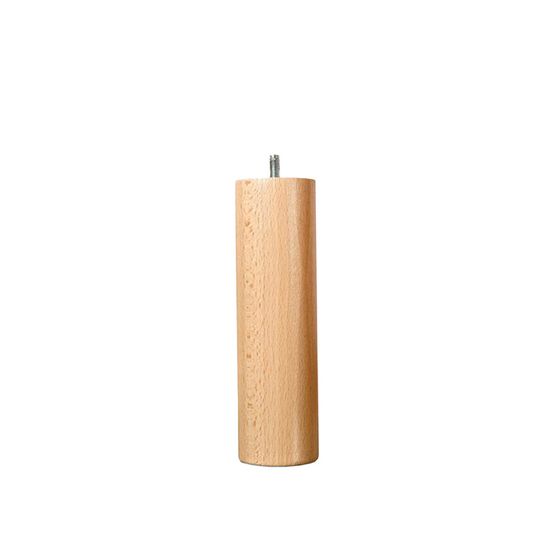 4 Pieds Cylindriques Lit Merisier H.20cm - Filetée M8, Bois Massif