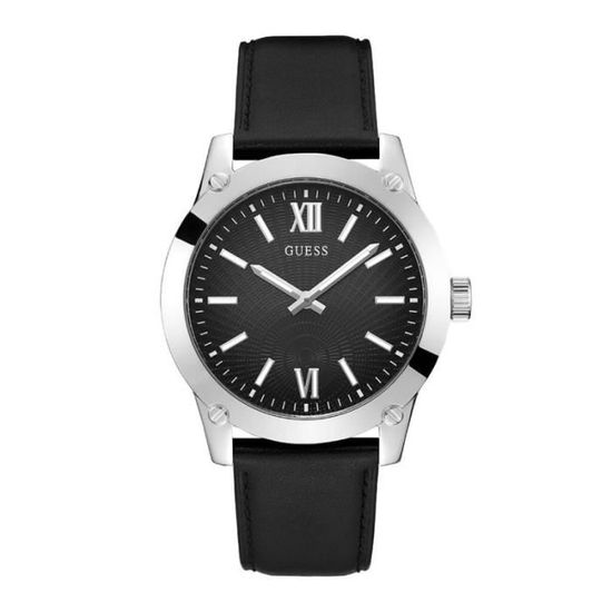 Montre Femme GUESS W75022L1 - Cuir Vernis Noir, Grand Logo, Neuf Avec étiquettes