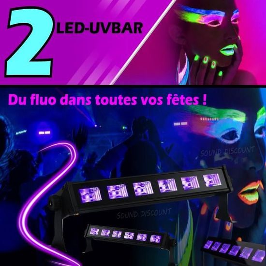 jeux de lumières pack de 2 barres à led UV soirée fluo garantie PA DJ LED MIX SONO BAR CLUB LASER ANNIVERSAIRE mariage