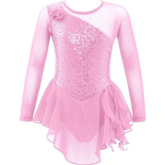 Combinaison Danse Paillettes Fille - Justaucorps Brillant Pour Gymnastique, Spectacle, Tailles 5-16 Ans