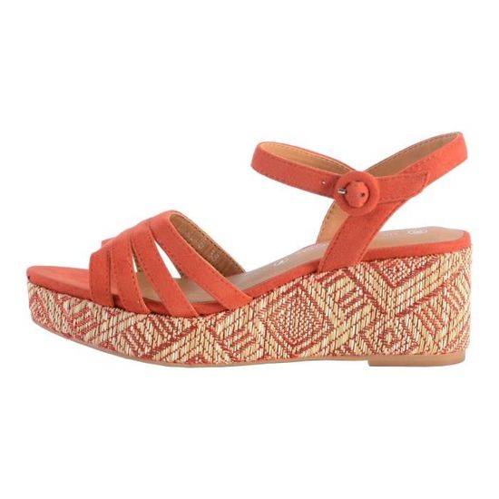 Sandales Femme The Divine Factory Corail Ouvert Compensé