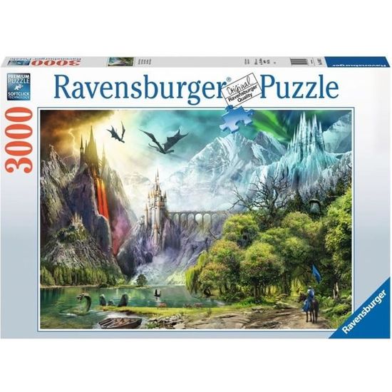 Puzzle 3000 pièces - RAVENSBURGER - Règne des dragons - Animaux - Adulte - Bleu - Multicolore