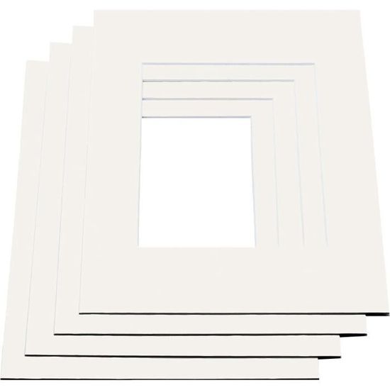 10 Passe-partout Blancs 30x40 Cm - Intérieur 20x30 Cm, Carton Conservation, Coupe Biseautée 45°, Pour Encadrement Photo Et Art