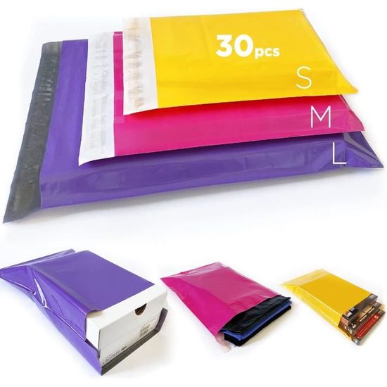 Homewit 100Pcs Enveloppes Plastiques Expédition 4 Tailles - Pochette Emballage Colis Vêtements Blancs