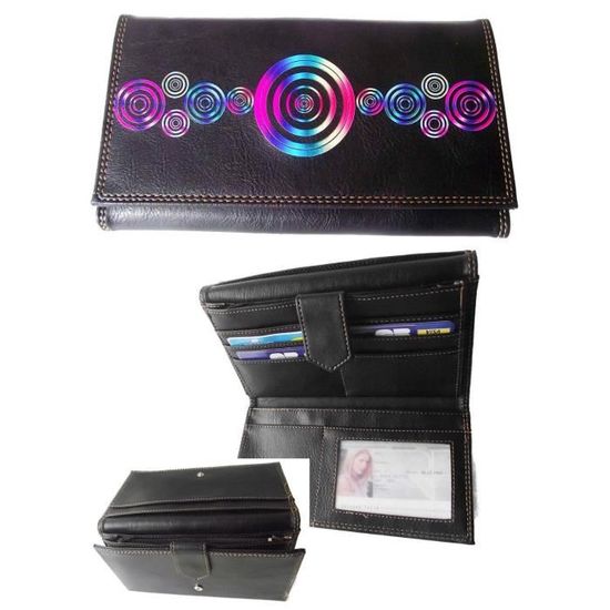 Porte Chequier Long En Cuir Pour Femme Peace - Porte-chéquiers - Achat