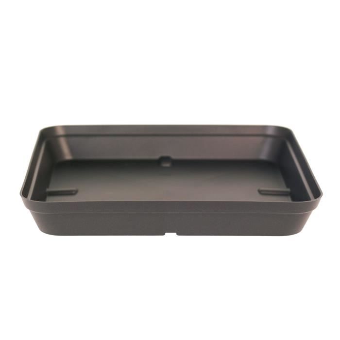 Jardinière Alzira Avec Soucoupe Anthracite - 80 Cm - Polypropylène Résistant Aux UV - Pour Intérieur Et Extérieur