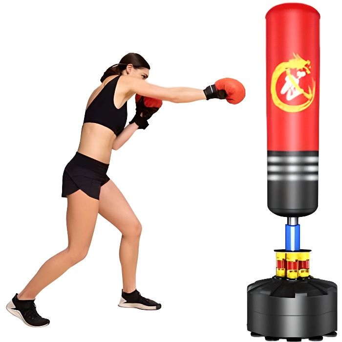 Sac de Frappe sur Pied 175 cm Sac de Boxe Adulte Punching Bag Adulte - Rouge
