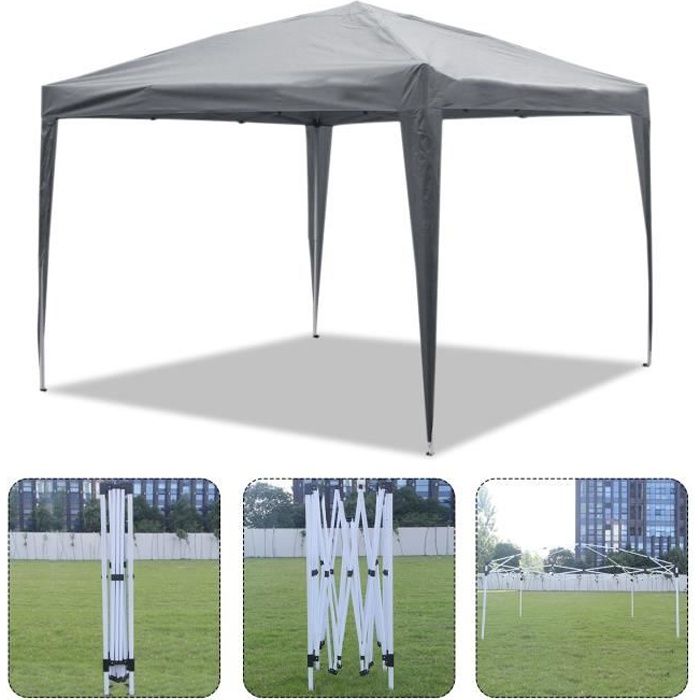 ISE 3x3m Tonnelle de Jardin Barnum Chapiteau Tente pavillon Pliable,Robuste,avec 4 parois latérales pour Jardin,Camping