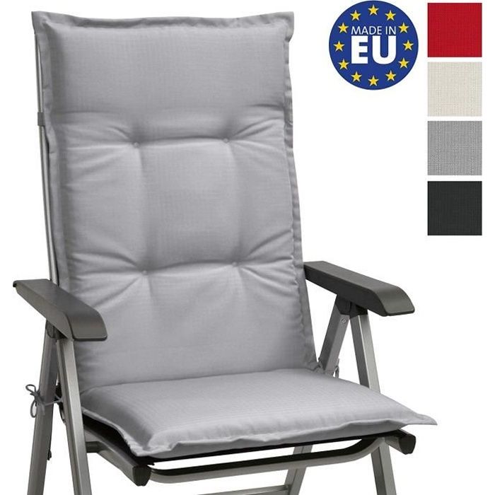 Beautissu Matelas Coussin pour Chaise Fauteuil de Jardin terrasse Base HL Haut Dossier 120x50x6cm - Gris clair ( chaise non incluse)