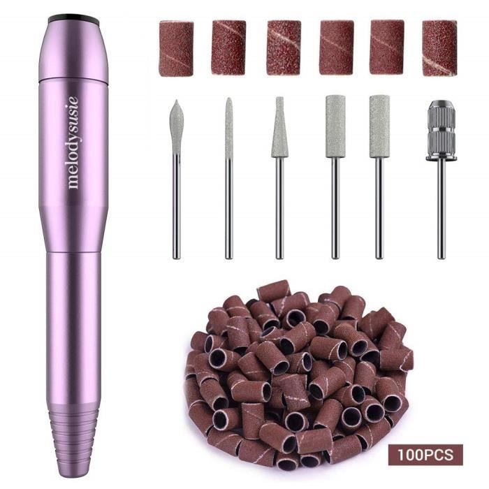 MelodySusie Manucure éléctrique Ponceuse Pour Ongles,Ponceuse à ongles Professionnel 20000 RPM Pour Manucure Pédicure, Avec 6 Emb