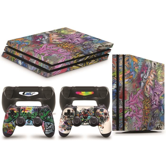 GNG PS4 PRO Console GRAFFITI Skin Decal Vinal Sticker + 2 Controller Skins Set